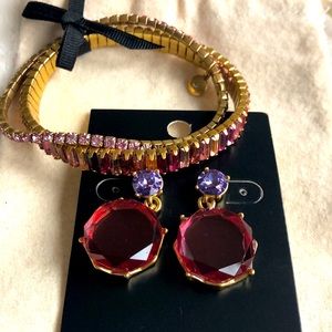 J crew magenta jewelry set/ earrings and bracelets